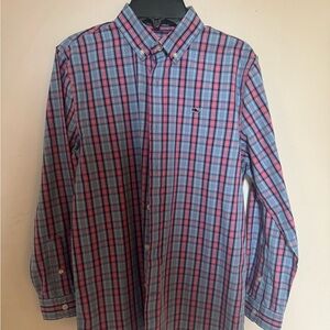 Vineyard Vines Kids Blue and Pink Plaid Button Down Shirt